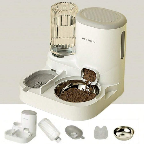 2-in-1 Automatic Cat Water Dispenser & Food Bowl Set | Detachable Washable Feeding Station for Indoor Cats