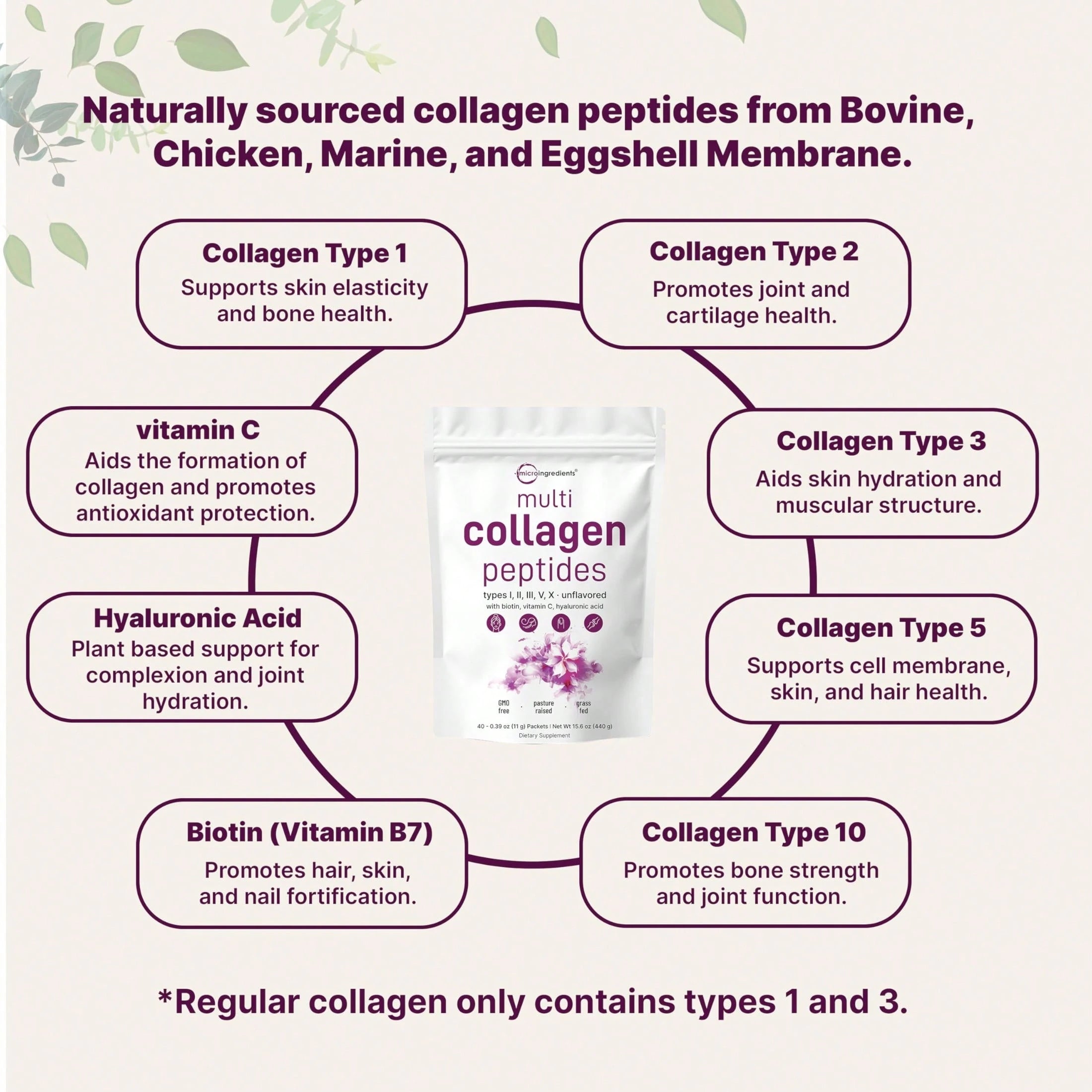 Nutricost Multi Collagen Peptides Powder (Types I-V) + Biotin & Vitamin C