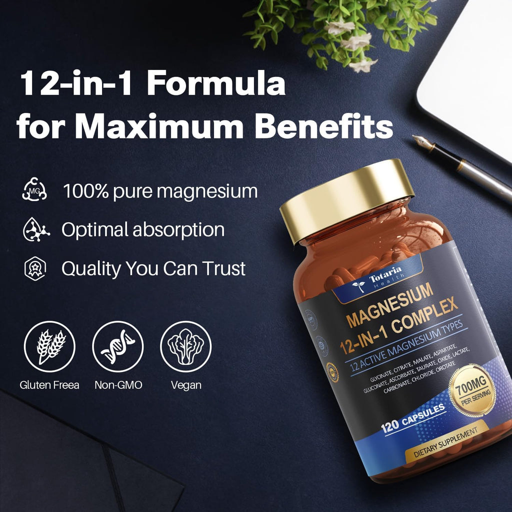 Magnesium Complex 700mg – 12-in-1 Full Spectrum Sleep & Stress Support | 120 Capsules