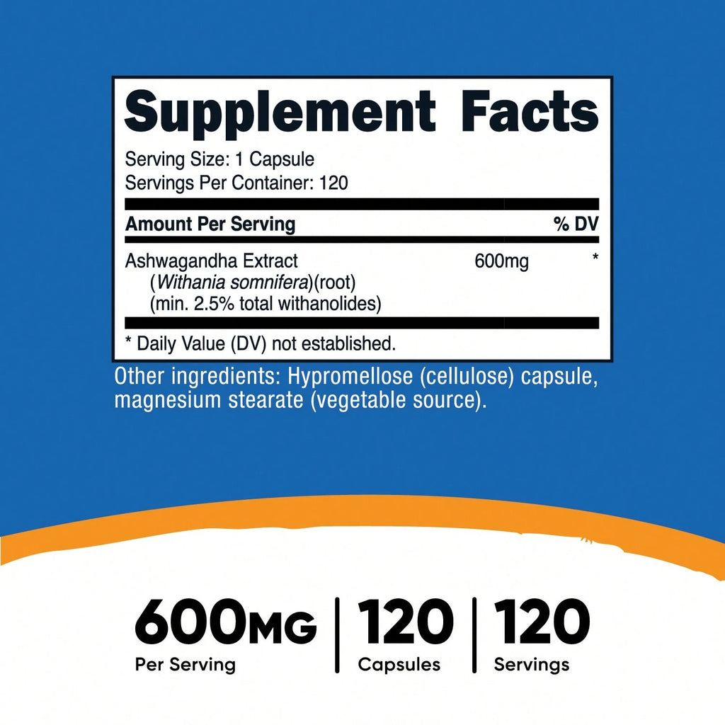 Nutricost Ashwagandha 600mg – Clinically Dosed Stress & Cortisol Support | 120 Capsules