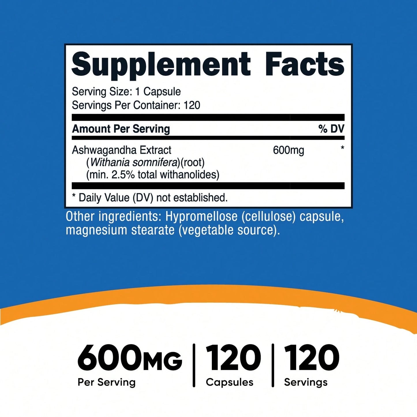 Nutricost Ashwagandha 600mg Capsules (120 Count) – Stress Relief, Adaptogen Herbal Supplement, Non-GMO, Gluten-Free, Vegetarian Formula