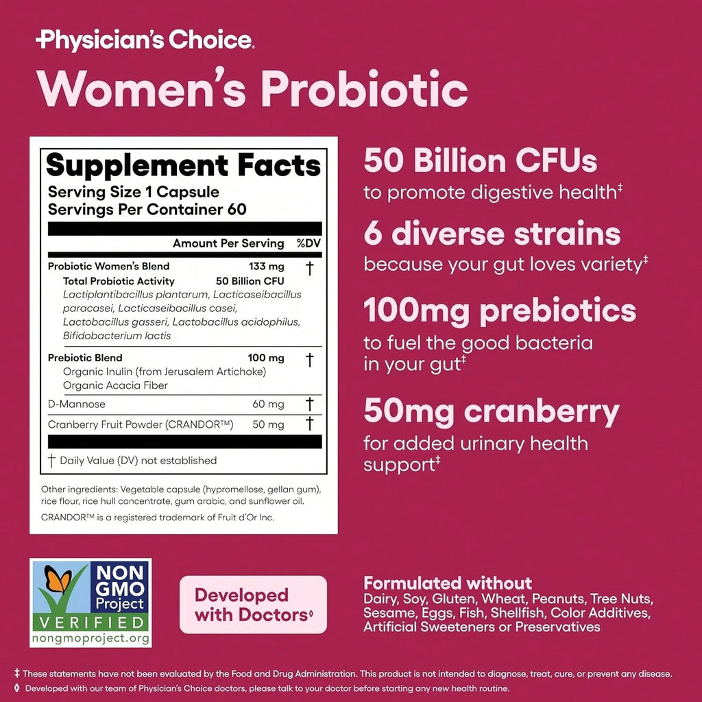 Physician’s Choice Women’s 50 Billion Probiotic with Cranberry & Prebiotics