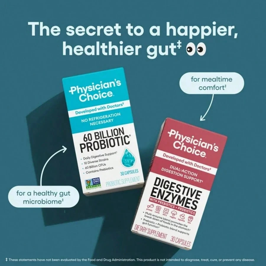 Physician's Choice 60 Billion Probiotic – 10 Strains, Gut & Immune Support | 30 Capsules