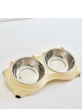 Double Stainless Steel Pet Bowl Set with Non-Slip Base | Easy-to-Clean Food & Water Feeding Bowls for Cats & Dogs | Indoor & Outdoor Use
