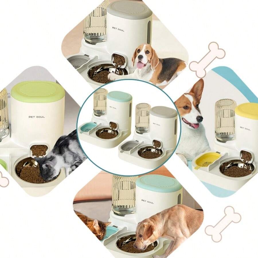 2-in-1 Automatic Cat Water Dispenser & Food Bowl Set | Detachable Washable Feeding Station for Indoor Cats