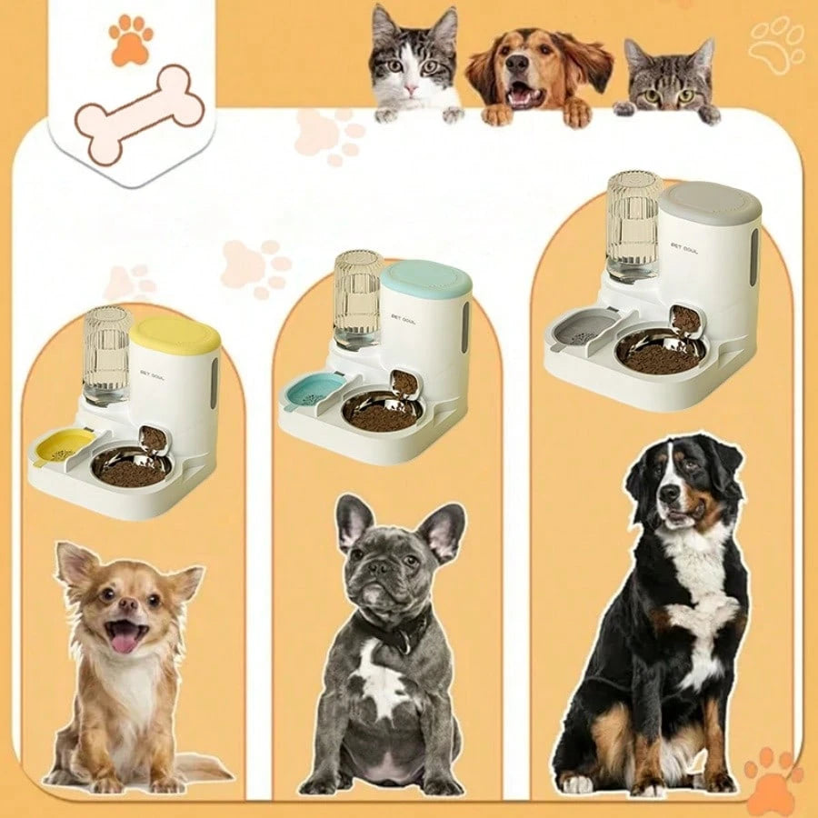 2-in-1 Automatic Cat Water Dispenser & Food Bowl Set | Detachable Washable Feeding Station for Indoor Cats