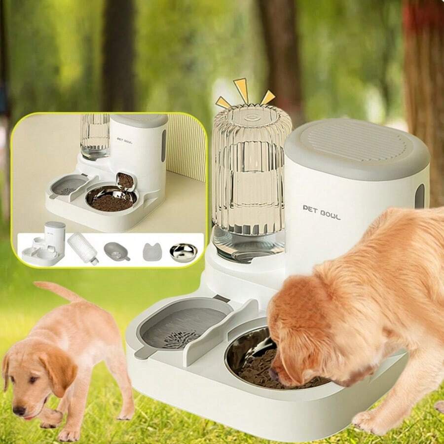 2-in-1 Automatic Cat Water Dispenser & Food Bowl Set | Detachable Washable Feeding Station for Indoor Cats