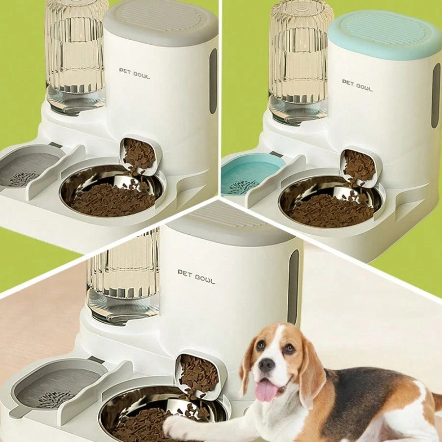 2-in-1 Automatic Cat Water Dispenser & Food Bowl Set | Detachable Washable Feeding Station for Indoor Cats