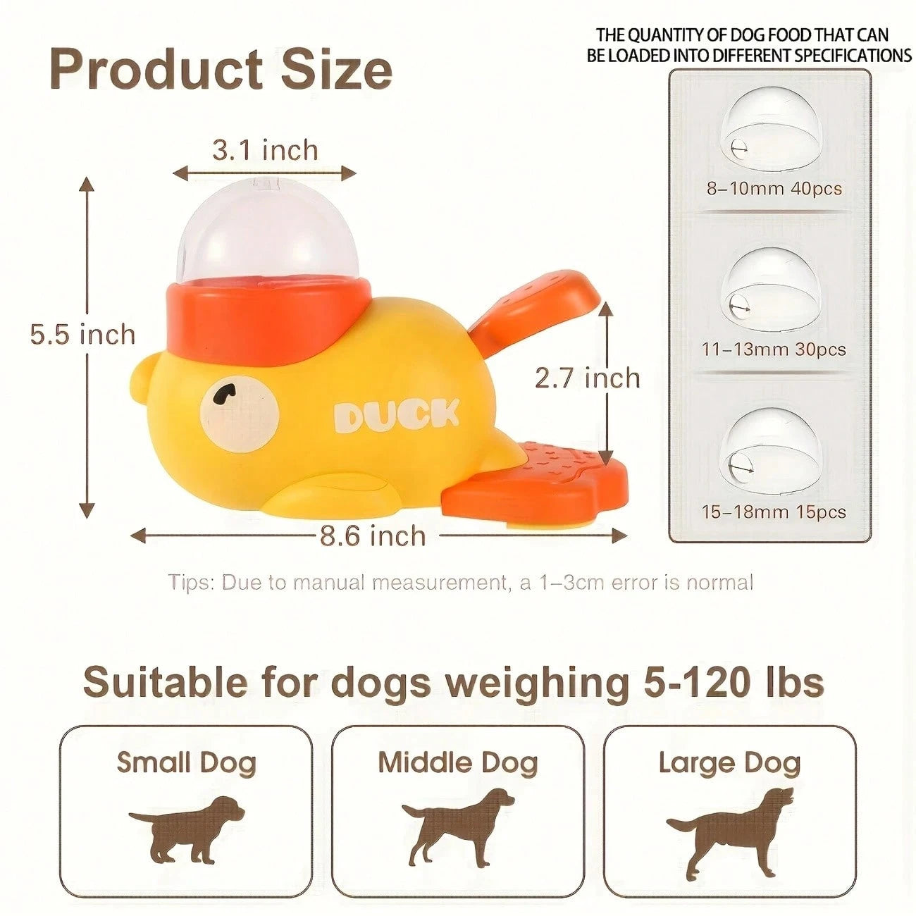2-in-1 Interactive Slow Feeder Dog Bowl & Food Puzzle Toy | Duck-Shaped Treat Dispenser Anti-Gulping Feeding Bowl for Dogs (Yellow)