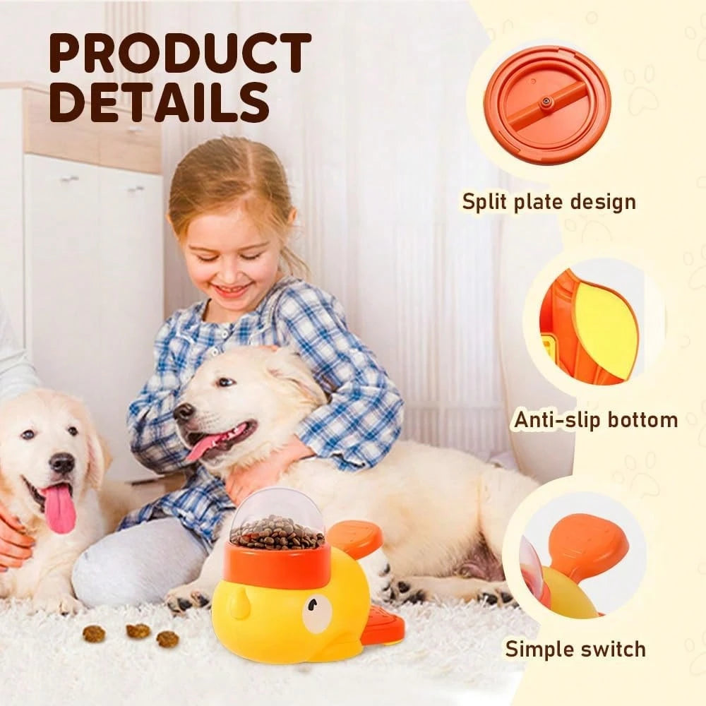 2-in-1 Interactive Slow Feeder Dog Bowl & Food Puzzle Toy | Duck-Shaped Treat Dispenser Anti-Gulping Feeding Bowl for Dogs (Yellow)