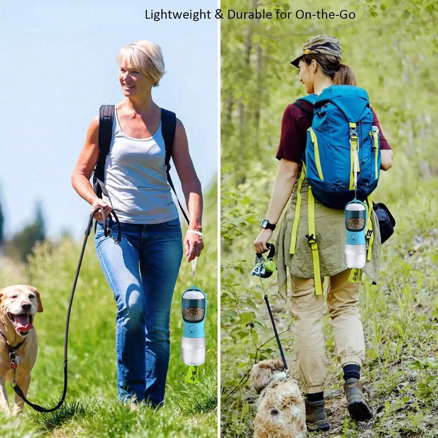 Portable Dog Water Bottle with Food Container & Collapsible Bowl | 3-in-1 Travel Pet Water Dispenser for Dogs & Cats