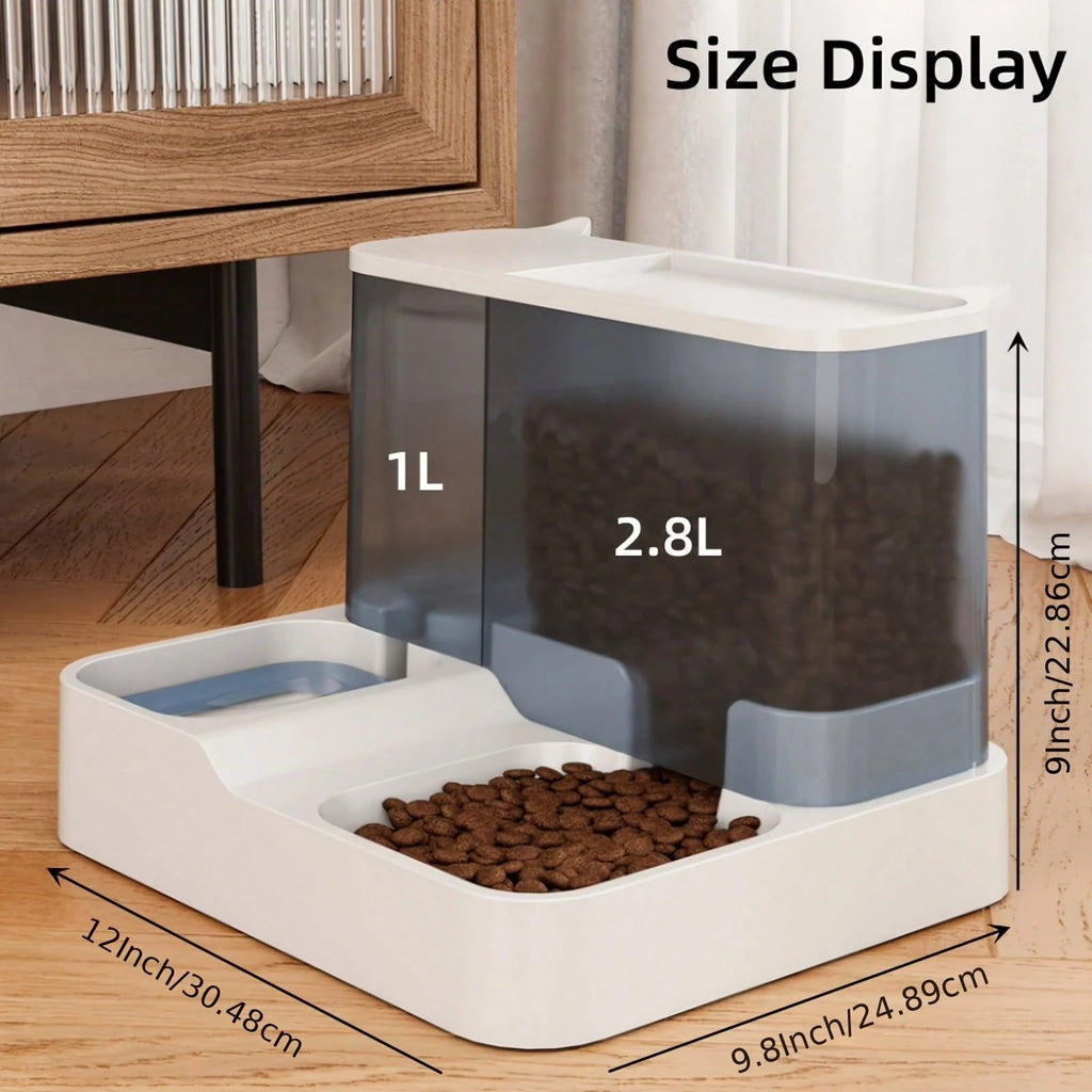 Automatic Cat & Dog Food and Water Dispenser Set – 2-in-1 Gravity Pet Feeder & Waterer with Visible Food Storage Container