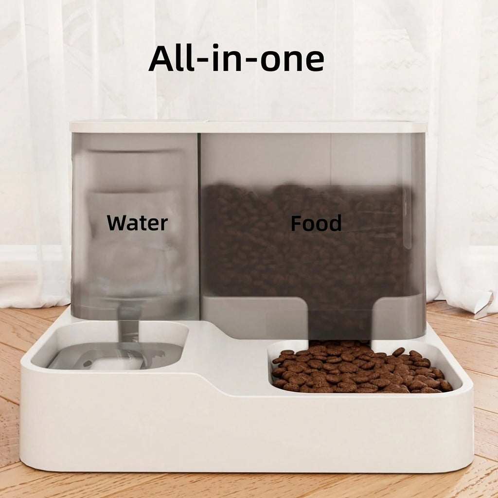 Automatic Cat & Dog Food and Water Dispenser Set – 2-in-1 Gravity Pet Feeder & Waterer with Visible Food Storage Container