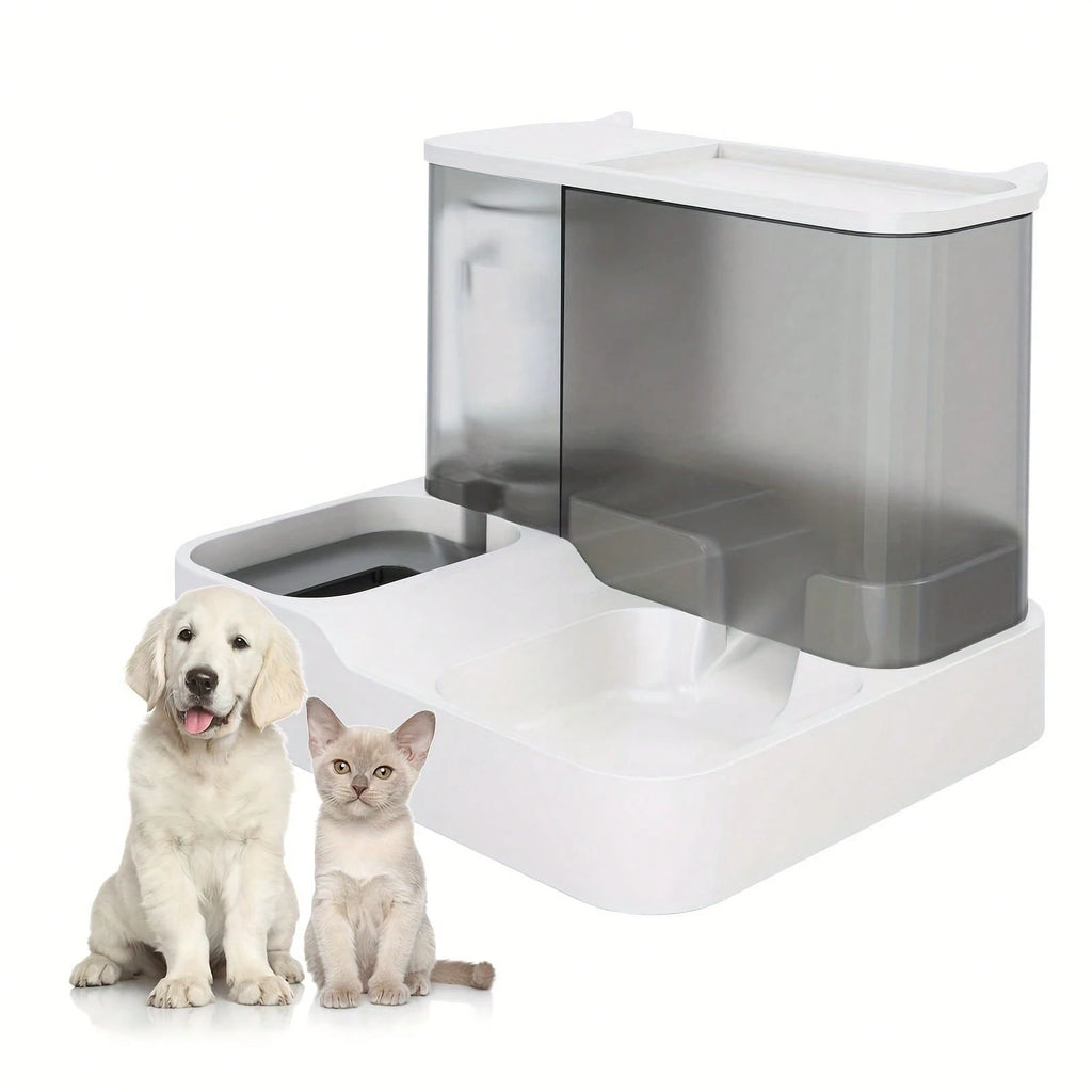 Automatic Cat & Dog Food and Water Dispenser Set – 2-in-1 Gravity Pet Feeder & Waterer with Visible Food Storage Container