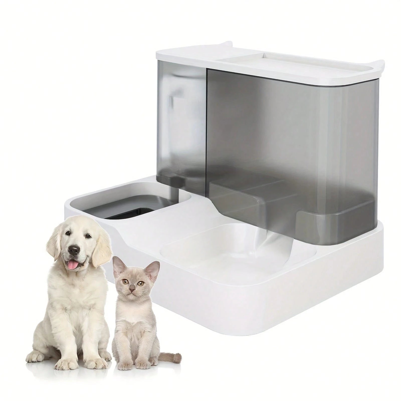 Automatic Cat & Dog Food and Water Dispenser Set – 2-in-1 Gravity Pet Feeder & Waterer with Visible Food Storage Container