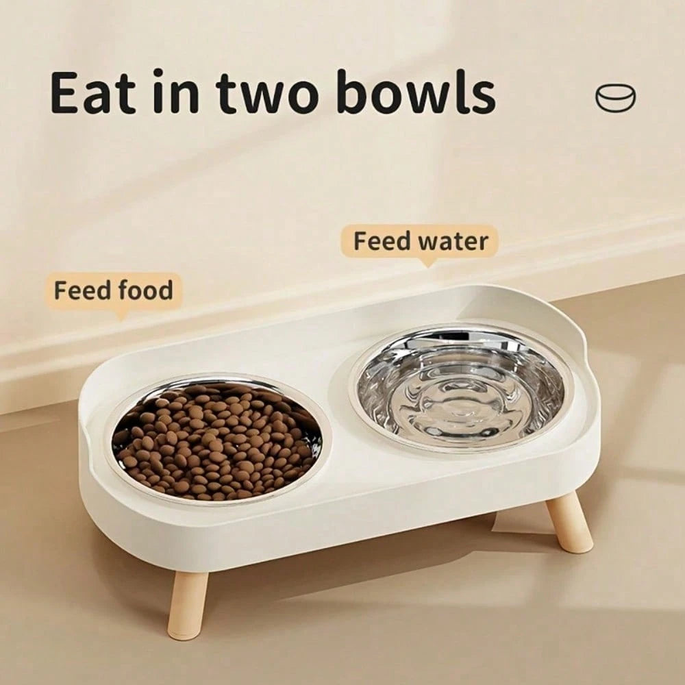 Elevated Double Bowl Pet Feeder for Cats & Dogs – Non-Slip Food & Water Station with Easy-Clean Bowls for Small & Medium Pets