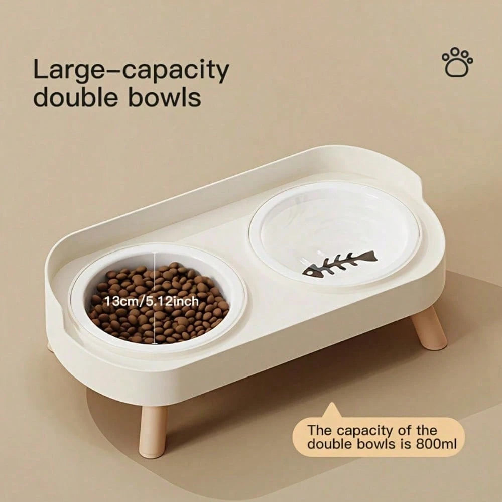 Elevated Double Bowl Pet Feeder for Cats & Dogs – Non-Slip Food & Water Station with Easy-Clean Bowls for Small & Medium Pets