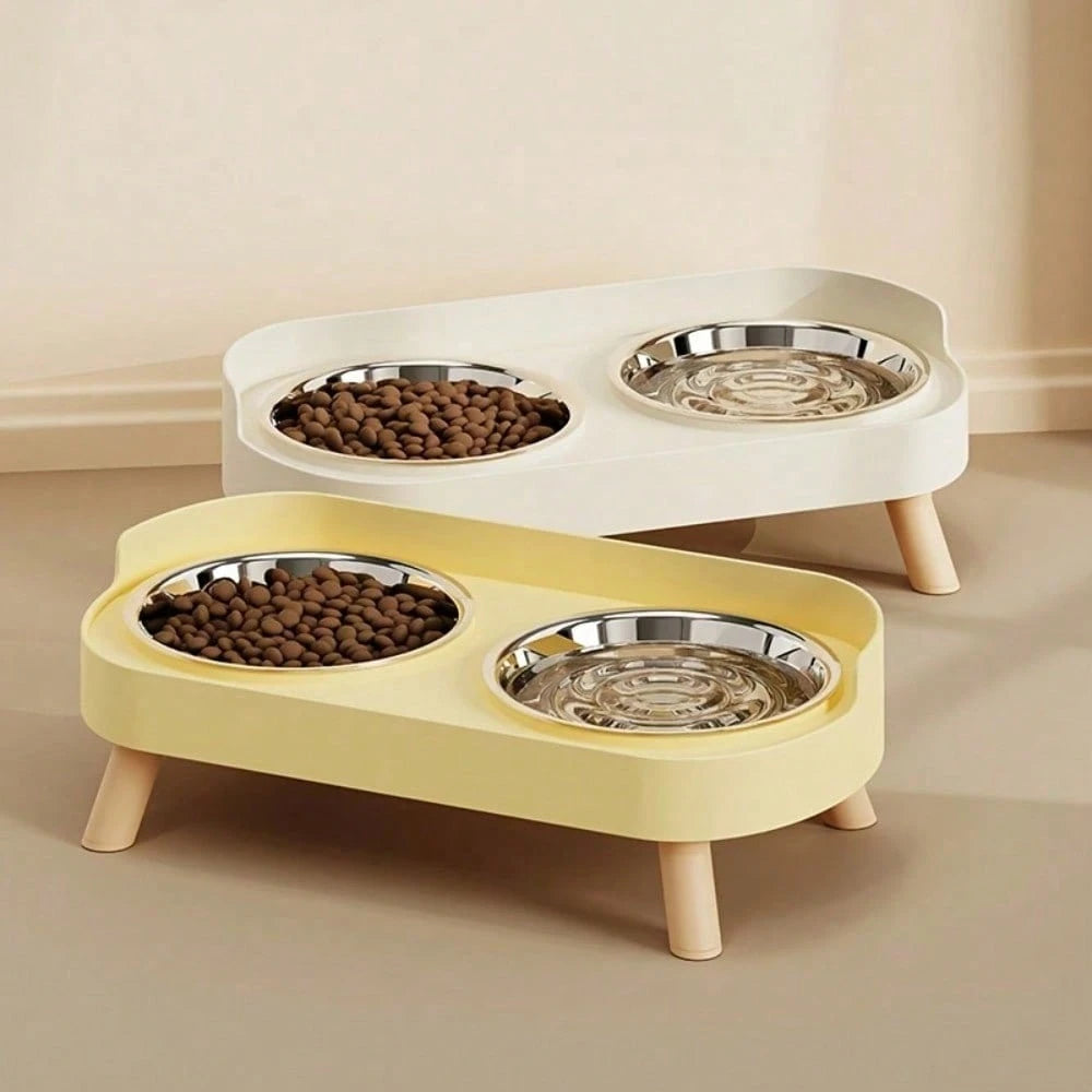 Elevated Double Bowl Pet Feeder for Cats & Dogs – Non-Slip Food & Water Station with Easy-Clean Bowls for Small & Medium Pets