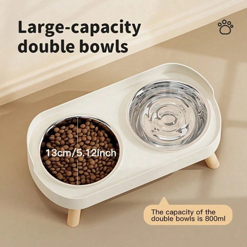 Elevated Double Bowl Pet Feeder for Cats & Dogs – Non-Slip Food & Water Station with Easy-Clean Bowls for Small & Medium Pets