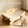 Solid Wood Cat Bed with Sisal Scratcher Surface – Cat-Shaped Lounge Bed for Indoor Cats, Durable Natural Wood Pet Furniture