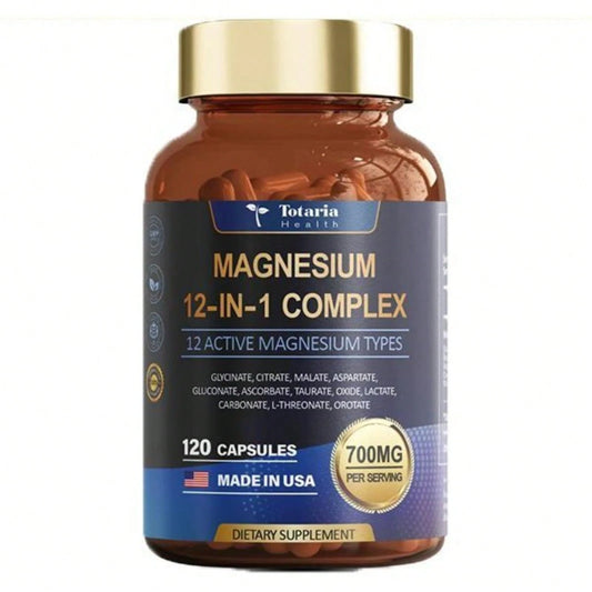 Magnesium Complex 700mg – 12-in-1 High Absorption Formula for Relaxation, Muscle Recovery, Heart & Sleep Support | Glycinate, Citrate & More | 120 Vegan Capsules