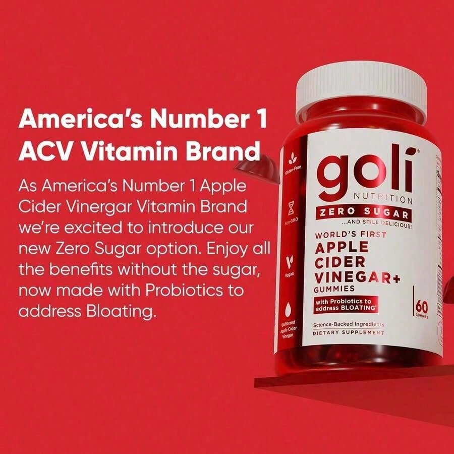 Goli 3-in-1 Zero Sugar Gut & Stress Gummies (ACV + Probiotics)