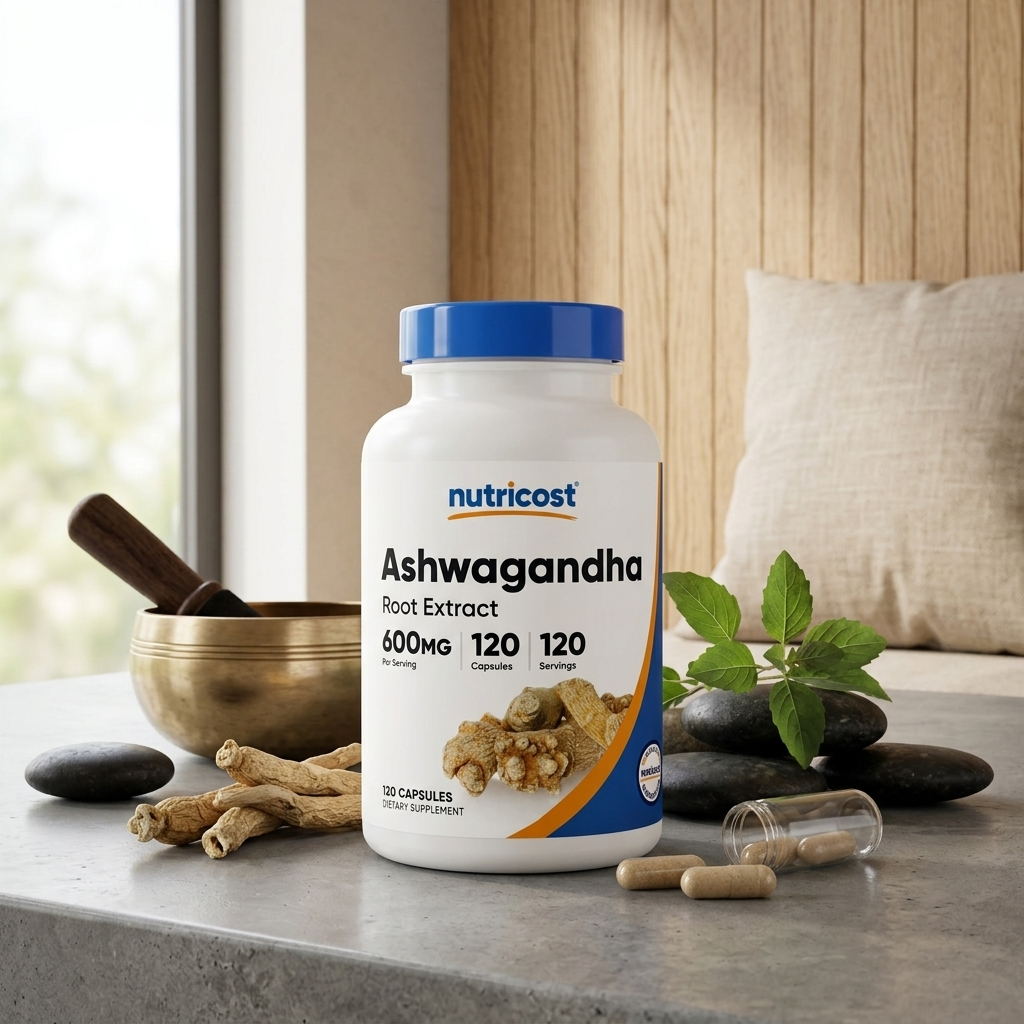 Nutricost Ashwagandha 600mg Capsules (120 Count) – Stress Relief, Adaptogen Herbal Supplement, Non-GMO, Gluten-Free, Vegetarian Formula