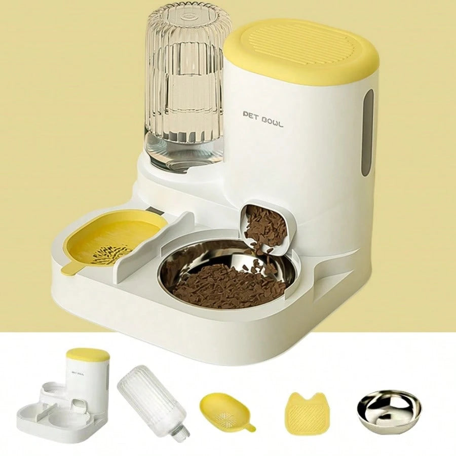 2-in-1 Automatic Cat Water Dispenser & Food Bowl Set | Detachable Washable Feeding Station for Indoor Cats